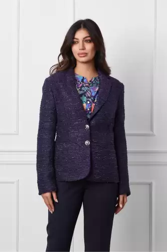 Sacou Lorena bleumarin din tweed