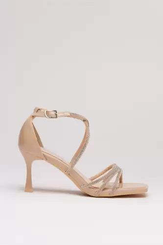 Sandale beige cu stasuri stralucitoare