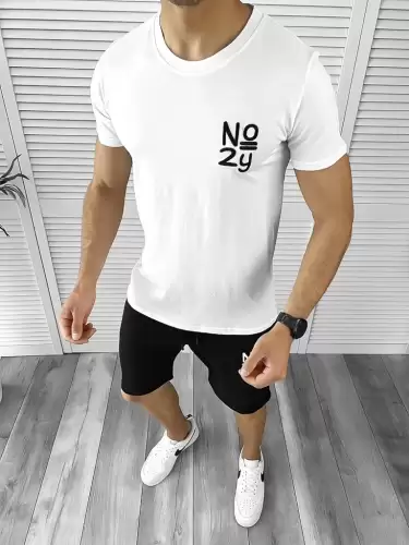 Trening barbati alb/negru pantaloni + tricou 10590  D9-4