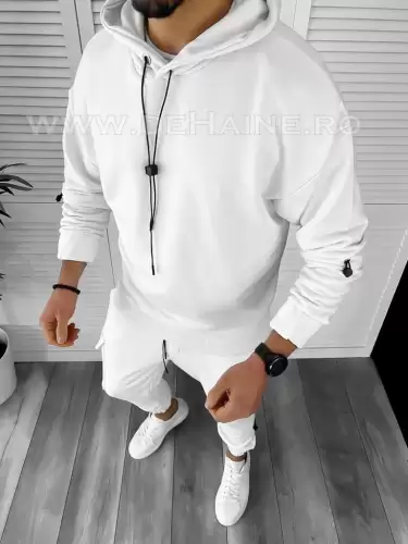 Trening barbati alb pantaloni + hanorac K020 i15-2.3