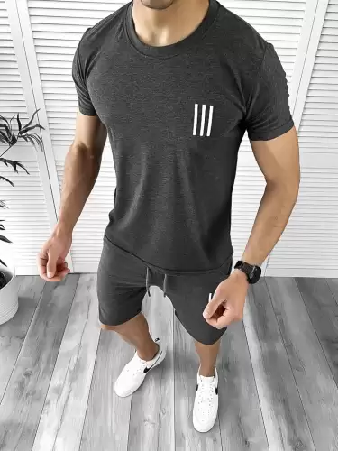Trening barbati gri inchis pantaloni + tricou 10588 O2-3.3