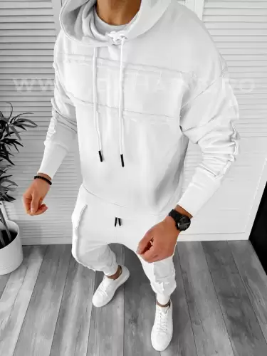 Trening barbati pantaloni + hanorac alb K031 P20-3.2