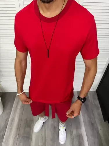 Trening barbati rosu pantaloni + tricou 13296 D2-2.4