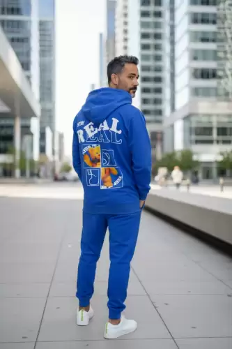 Trening barbati slim fit albastru Pantaloni + Hanorac 13360 D3-2.1