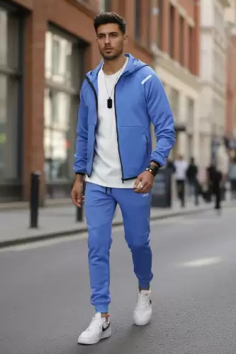 Trening barbati slim fit albastru Pantaloni + Hanorac 288A