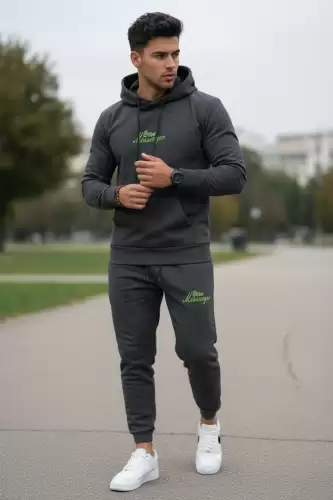 Trening barbati slim fit gri inchis Pantaloni + Hanorac 13370 30-1