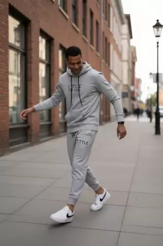 Trening barbati slim fit gri   Pantaloni + Hanorac  13410 14-1.2