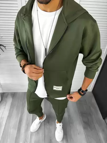 Trening barbati slim fit kaki 1033 D9-4