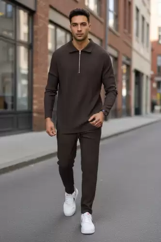 Trening barbati slim fit maro  Pantaloni + bluza C300 D5-5.2