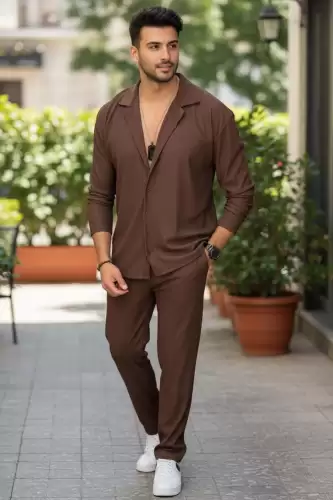 Trening barbati slim fit maro  Pantaloni + Bluza C400 41-1.1