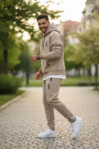 Trening barbati slim fit maro  Pantaloni + Hanorac  vatuit  RM58 55-2