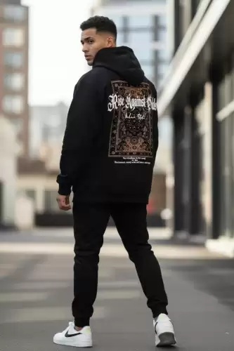 Trening barbati slim fit negru  Pantaloni + Hanorac  13400 18-2