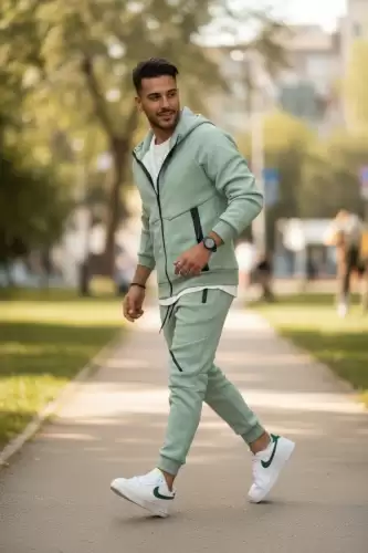 Trening barbati slim fit vernil Pantaloni + Hanorac vatuit 5057 78-2