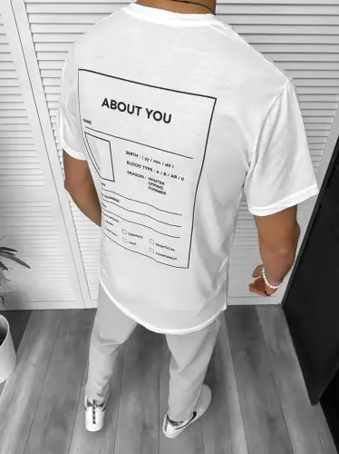 Tricou barbati alb cu imprimeu pe spate oversize 11817 41-3.3