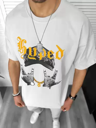 Tricou barbati gri cu imprimeu oversize Y171 22A-2.2