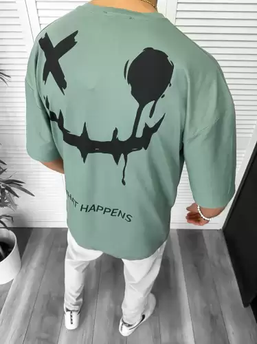 Tricou barbati vernil  cu imprimeu pe spate  oversize 11815 22A-2.1