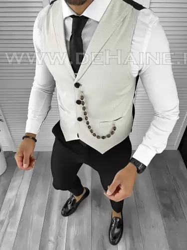 Vesta barbati eleganta slim fit bej B8173 N8-4.3