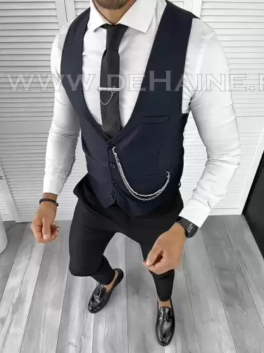 Vesta barbati eleganta slim fit bleumarin  B8165  D13-4.3