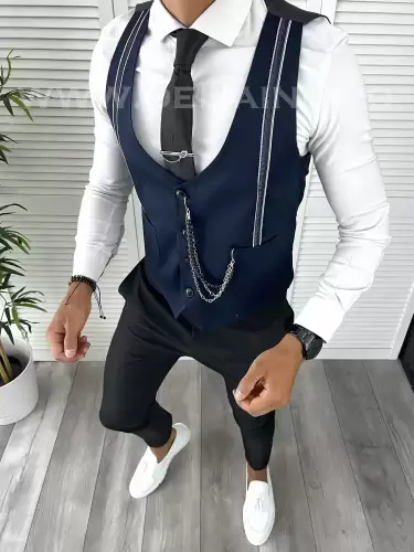 Vesta barbati eleganta slim fit bleumarin V17  O3-4.1