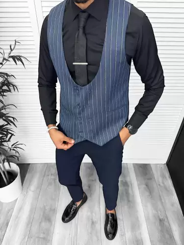 Vesta barbati eleganta slim fit cu dungi 13262