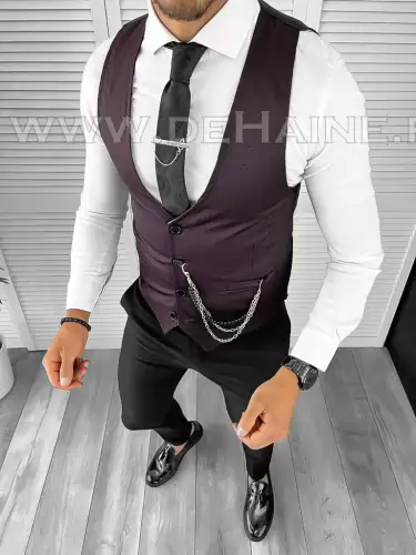Vesta barbati eleganta slim fit grena B8161 O4-3.3