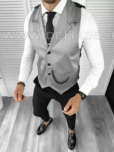Vesta barbati eleganta slim fit gri B8073 O1-4.2