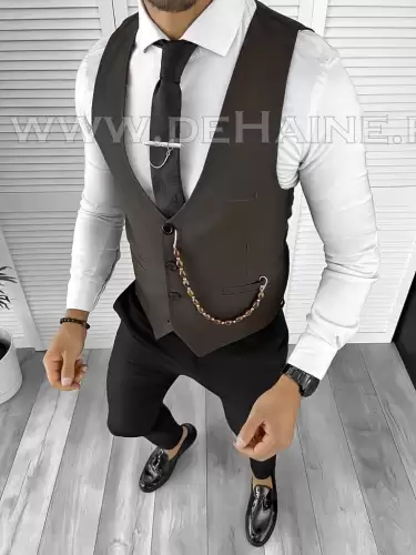Vesta barbati eleganta slim fit maro B8135  O1-4.2
