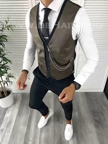 Vesta barbati eleganta slim fit maro V16 N7-3.1