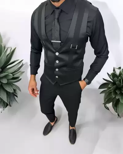Vesta barbati eleganta slim fit  neagra   13258 D6