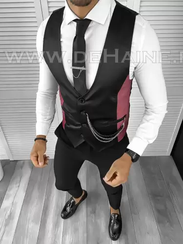 Vesta barbati eleganta slim fit neagra B8071 O5-3.1