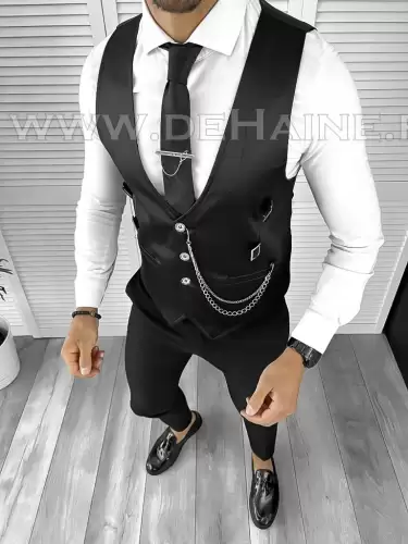 Vesta barbati eleganta slim fit neagra B8084 Q1-4