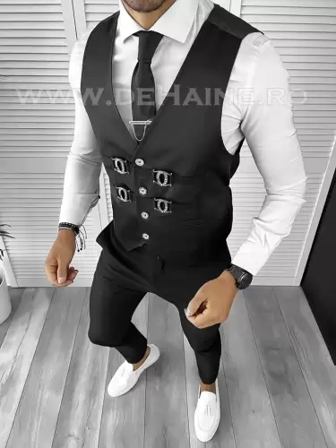 Vesta barbati eleganta slim fit neagra B8938 O5-4.3