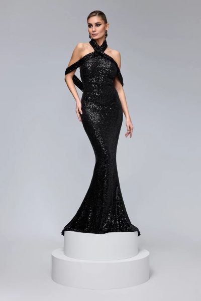 Rochie lunga de ocazie tip sirena din paiete