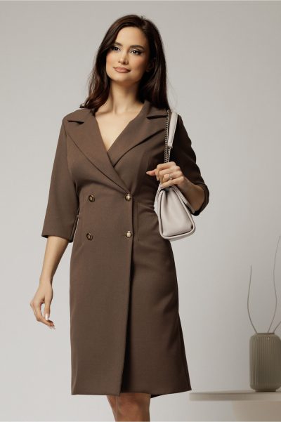 Rochie DY Fashion maro tip sacou si croi drept