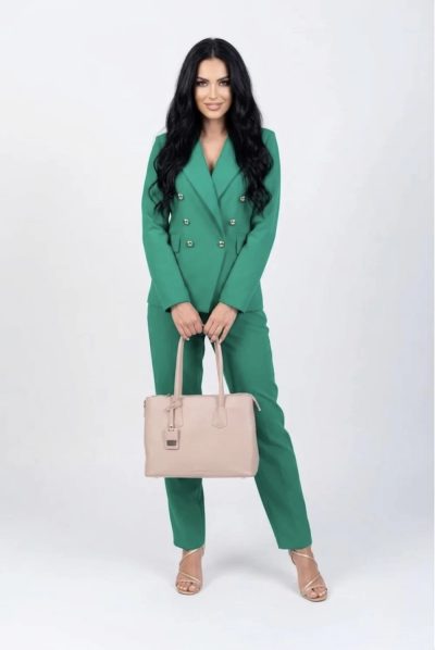 Sacou elegant verde accesoriza cu nasturi aurii si buzunare laterale