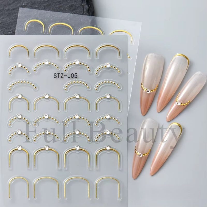 Abtibilduri unghii 3D Marquise, STICKER111, Auriu