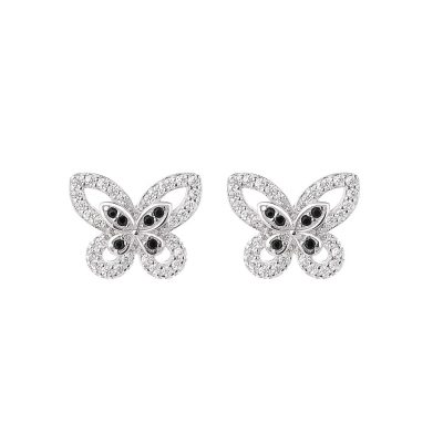 Cercei argint 925, JW1585, model fluture, placati cu rodiu