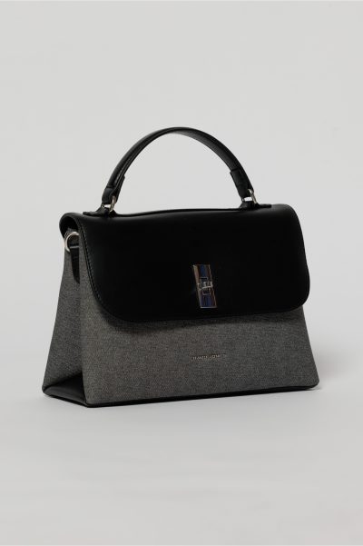 Geanta cu design modern in doua nuante de negru