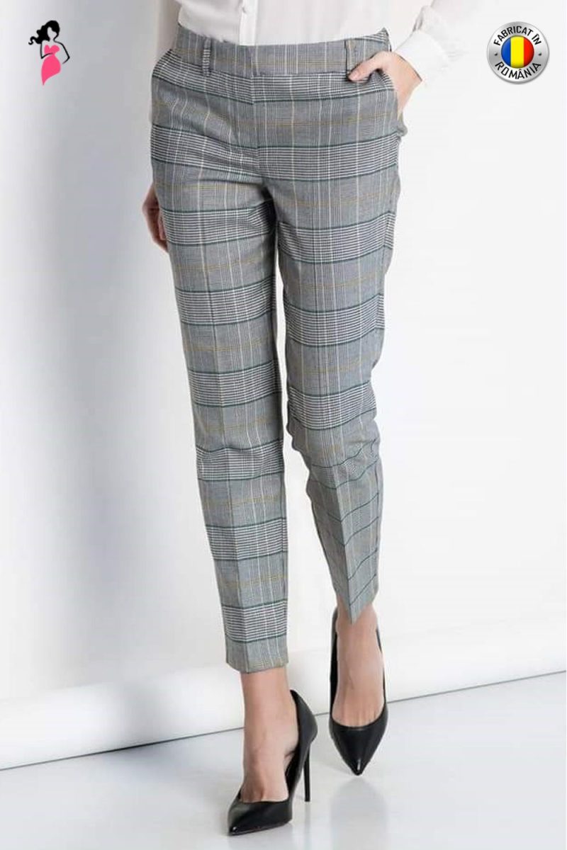 Pantalon Xara lung pană carouri