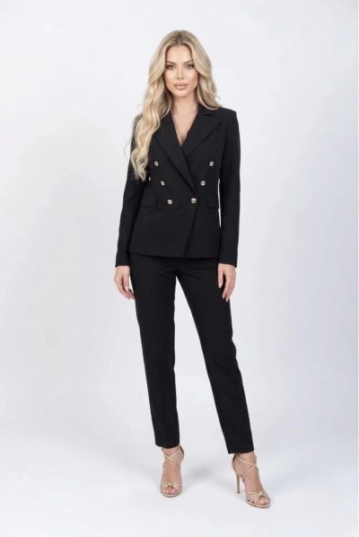 Pantaloni office/casual cu pense la talie si buzunare laterale